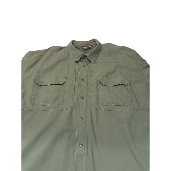 5.11 Tactical Shirt Long Sleeve 3XL Reg Military Green Button Up Style Pockets - Picture 1 of 14